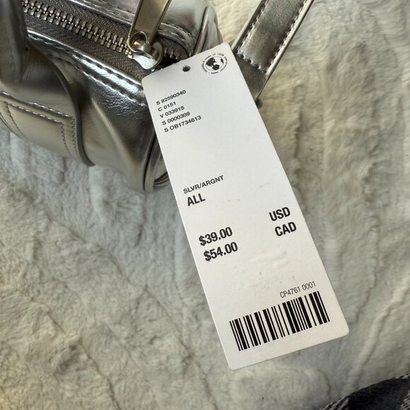 NEW Urban Outfitters Lizzie Mini Duffle Bag Silver - Picture 3 of 5